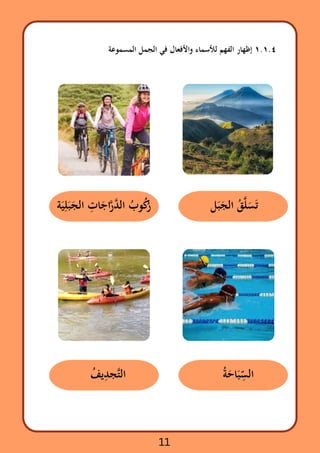 ‫ل‬‫َجَب‬‫ال‬ ‫ُق‬‫َّل‬
‫َس‬‫َت‬
‫ة‬‫َي‬
‫ِل‬
‫َجَب‬‫ال‬ ‫ِت‬‫ا‬‫َج‬‫ا‬‫َّر‬‫َّد‬‫ال‬ ‫ُب‬‫و‬‫ُك‬
‫ُر‬
‫ُة‬‫َح‬‫ا‬‫َب‬
‫ِّس‬‫ال‬
‫ُف‬‫ي‬‫ِد‬‫َّتج‬‫ل‬‫ا‬
‫المسموعة‬ ‫الجمل‬ ‫في‬ ‫واألفعال‬ ‫لألسماء‬ ‫الفهم‬ ‫إظهار‬ ١.١.٤
11
 