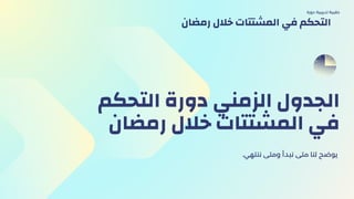 ‫التحكم‬ ‫دورة‬ ‫الزمني‬ ‫الجدول‬
‫رمضان‬ ‫خالل‬ ‫المشتتات‬ ‫في‬
.‫ننتهي‬ ‫ومتى‬ ‫نبدأ‬ ‫متى‬ ‫لنا‬ ‫يوضح‬
‫دورة‬ ‫تدريبية‬ ‫حقيبة‬
‫رمضان‬ ‫خالل‬ ‫المشتتات‬ ‫في‬ ‫التحكم‬
 
