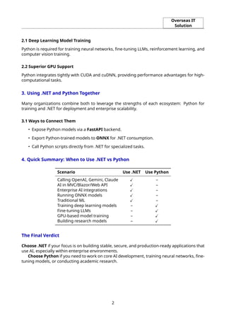 .NET vs Python for AI: How to Choose the Right Tool for Your Project | PDF