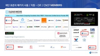 재단 표준의 패키지 사용 / 지원 - OIF / CNCF MEMBERS
Cloud Native Computing Foundation Silver 회원사 / Kubernetes Certified Service Provider 획득
Supporting
Organization
 
