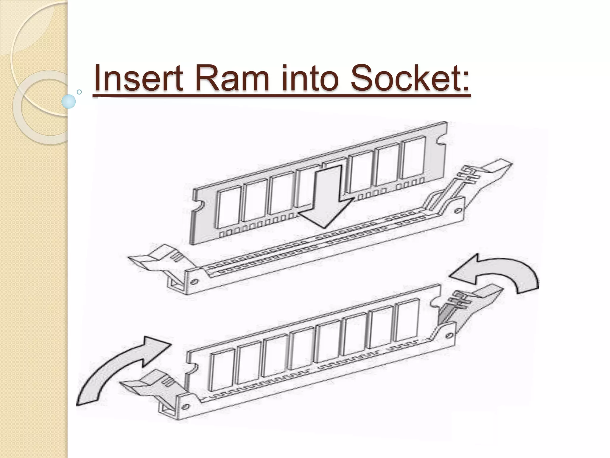 Insert Ram into Socket: 
 