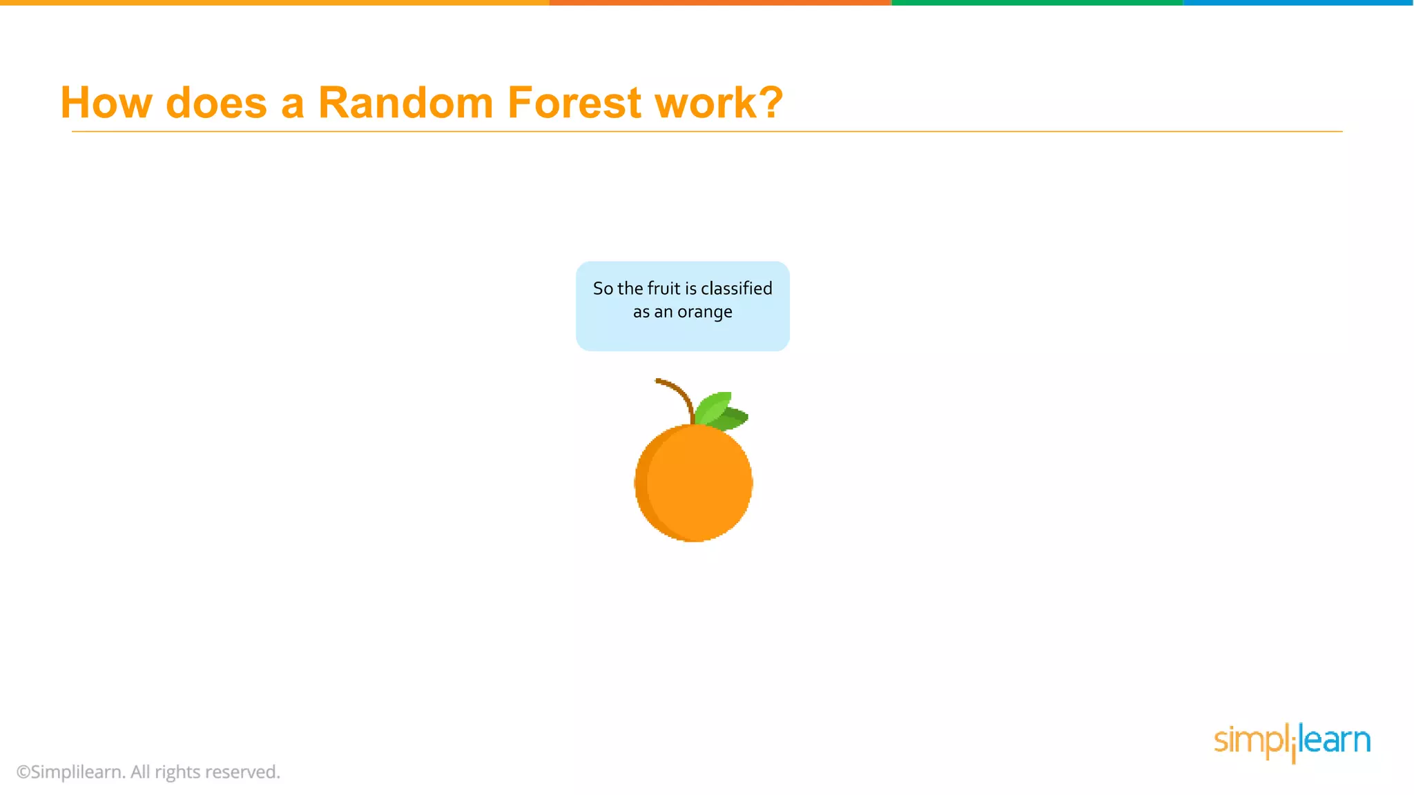 So the fruit is classified as an orange How does a Random Forest work? 