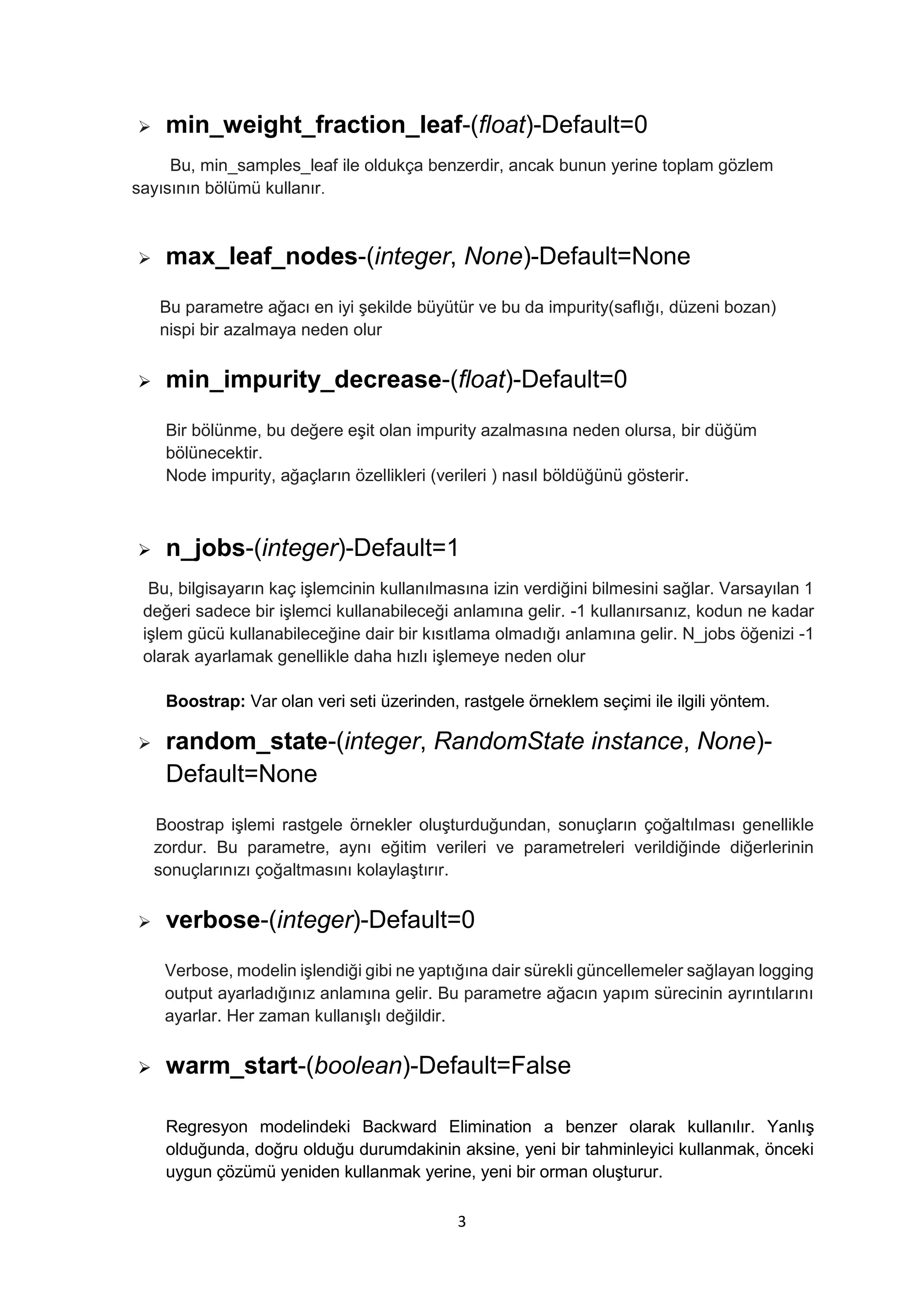 Python - Rastgele Orman(Random Forest) Parametreleri | PDF