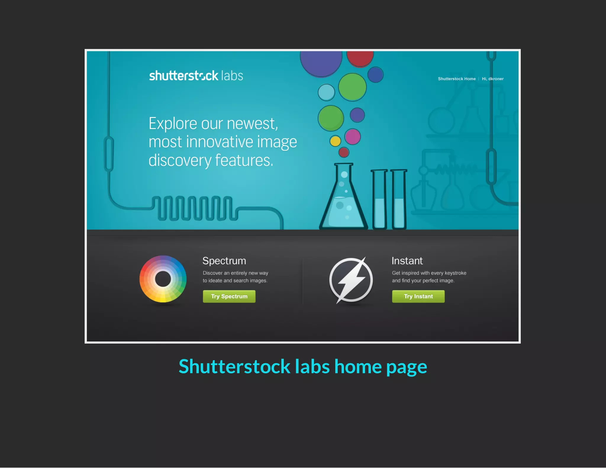 Shutterstock labs home page
 
