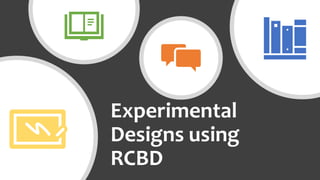 Experimental
Designs using
RCBD
 