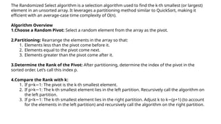 Randomized select algorithm and advance data structure | PPT