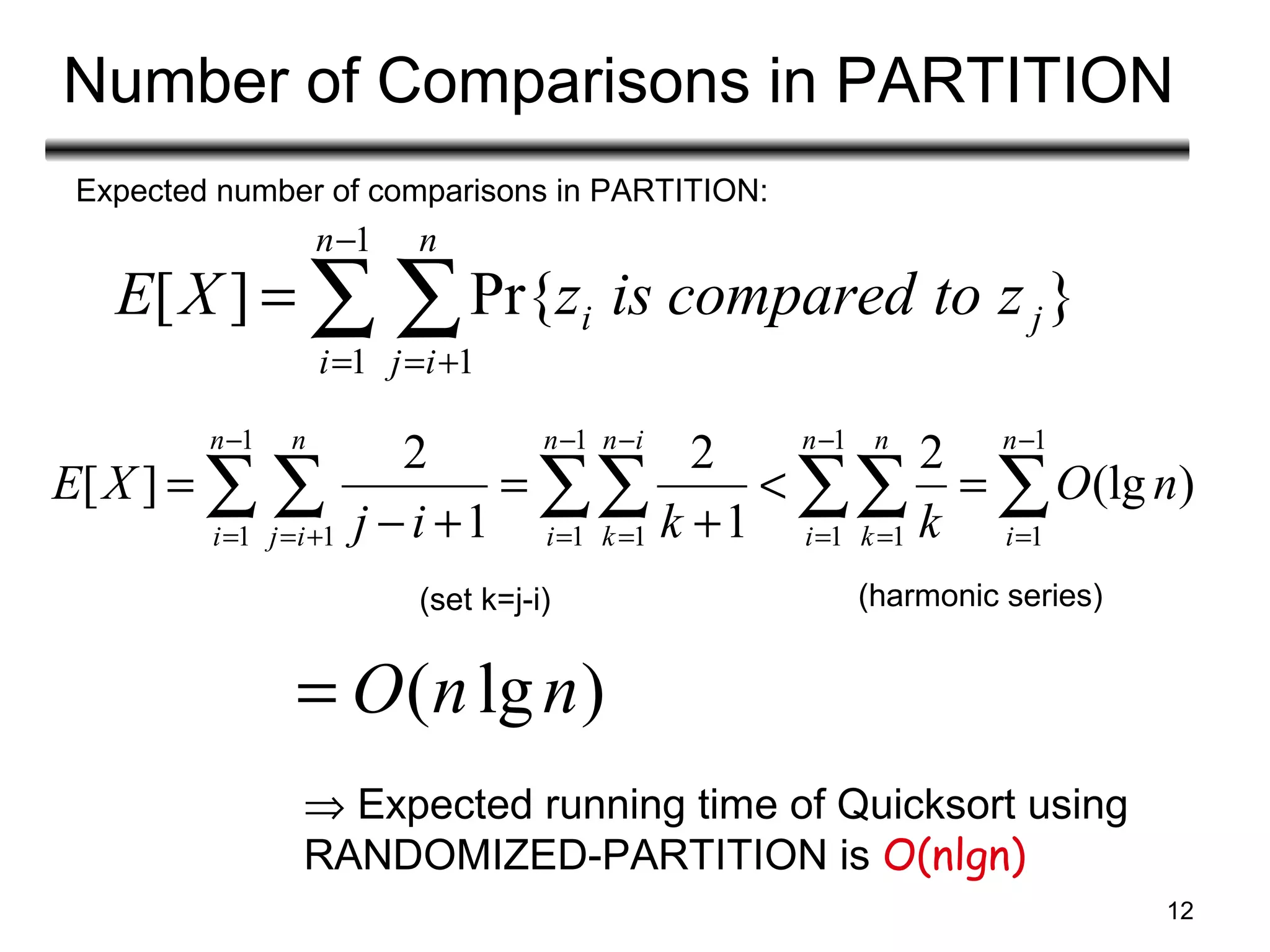 Randomizing quicksort algorith with example | PPT