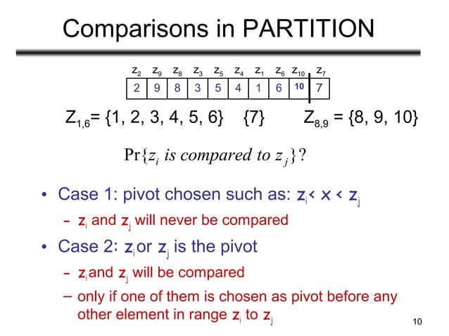 Randomizing quicksort algorith with example | PPT