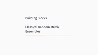 Building Blocks
Classical Random Matrix
Ensembles
 