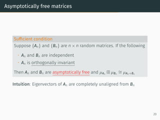 Example Hessian of 2-layer Network Model
Setup
• W(1)
∈ Rn1×n0
and W(2)
∈ Rn2×n1
weight matrices, i.i.d. N(0, 1)
• x ∈ Rn0×m
is input data and y ∈ Rn2×m
targets
• g : R → R activation function
• n = n0 = n1 = n2 and ϕ = 2n
m
outputs: b
y = W(2)
g(W(1)
x) residuals: eij = b
yij − yij
Goal: min
θ=[W(1),W(2)]

f(θ) =
1
2m
∥W(2)
g(W(1)
x) − y∥2

15
 