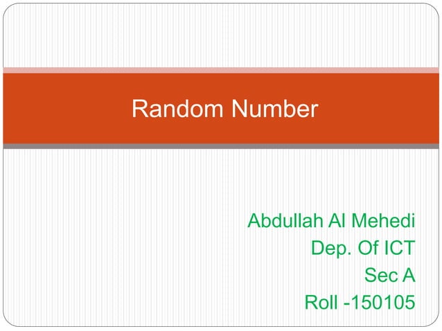 Random number in java | PPT