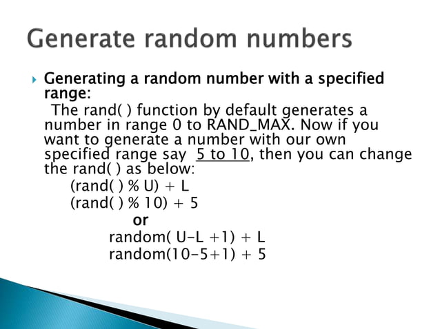 Random numbers c++ class 11 and 12 | PPT