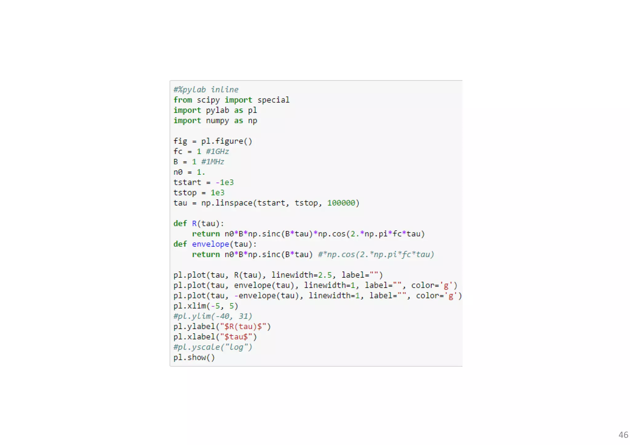 46
100 2000 0 1 ,N ACF PSD=產生 個 獨立同分布均值 方差高斯分布隨機離散時間序列 求
與理論相符, 白噪聲僅在τ = 0(同一時刻)時才相關
 