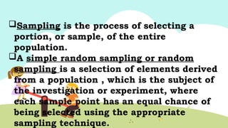 random sampling statistics and probability | PPTX