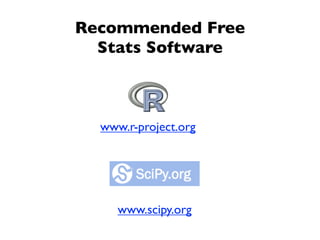 Recommended Free
  Stats Software



  www.r-project.org




     www.scipy.org
 