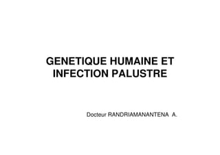 GENETIQUE HUMAINE ET
 INFECTION PALUSTRE


      Docteur RANDRIAMANANTENA A.
 
