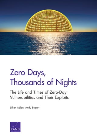 Zero Days,
Thousands of Nights
The Life and Times of Zero-Day
Vulnerabilities and Their Exploits
Lillian Ablon, Andy Bogart
C O R P O R A T I O N
 