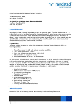Randstad Human Resources Boiler Plate