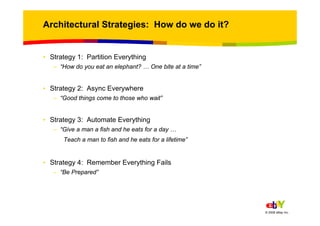 Architectural Strategies: How do we do it?


• Strategy 1: Partition Everything
   – “How do you eat an elephant? … One bi...