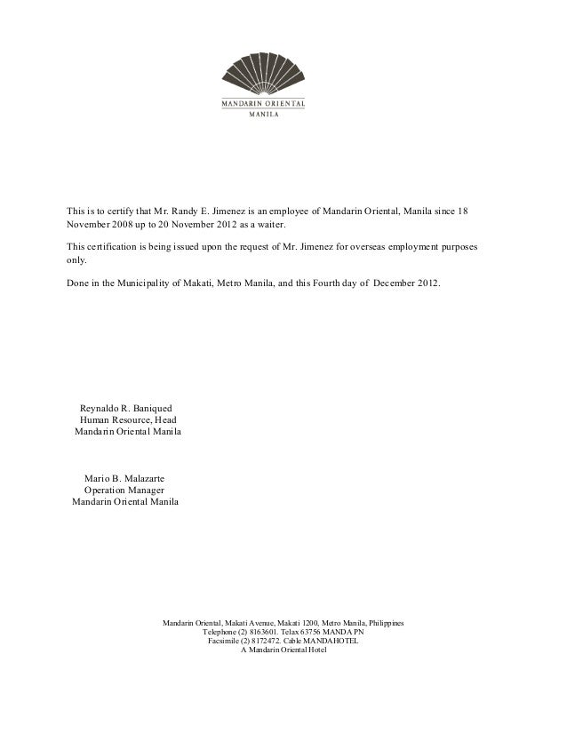 letter hcl experience Randy certificate