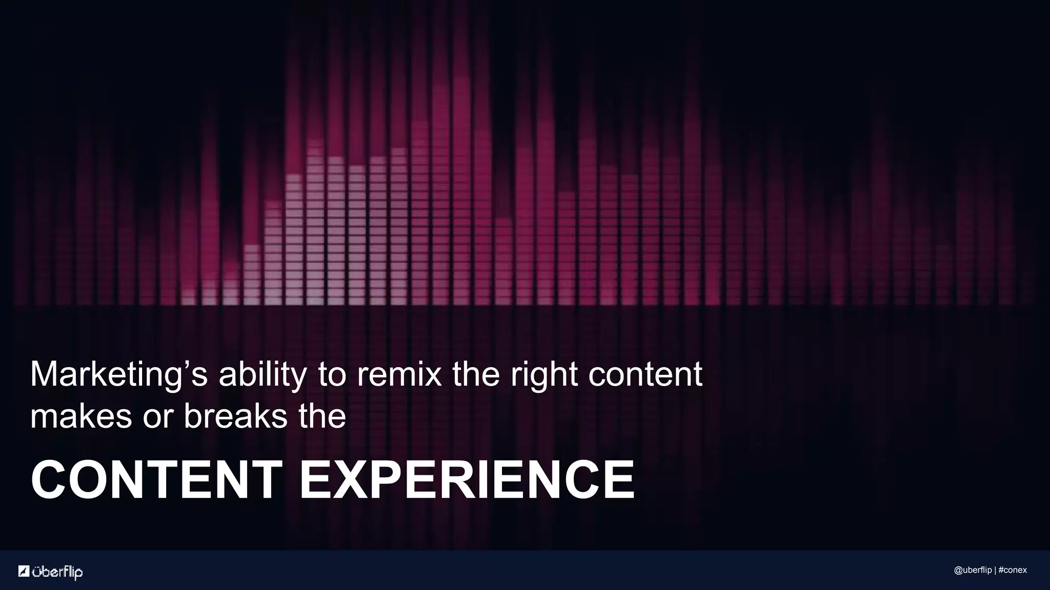 Marketing’s ability to remix the right content
makes or breaks the
CONTENT EXPERIENCE
@uberflip | #conex
 