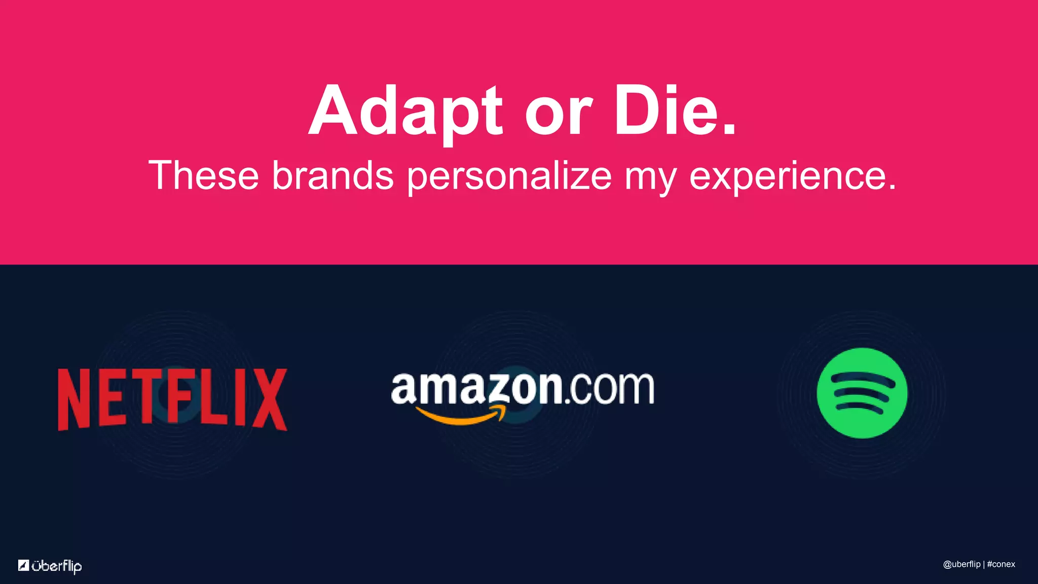 @uberflip | #conex
Adapt or Die.
These brands personalize my experience.
 
