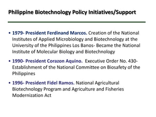Biotechnology’s Contributions to Increased Philippine Food Security