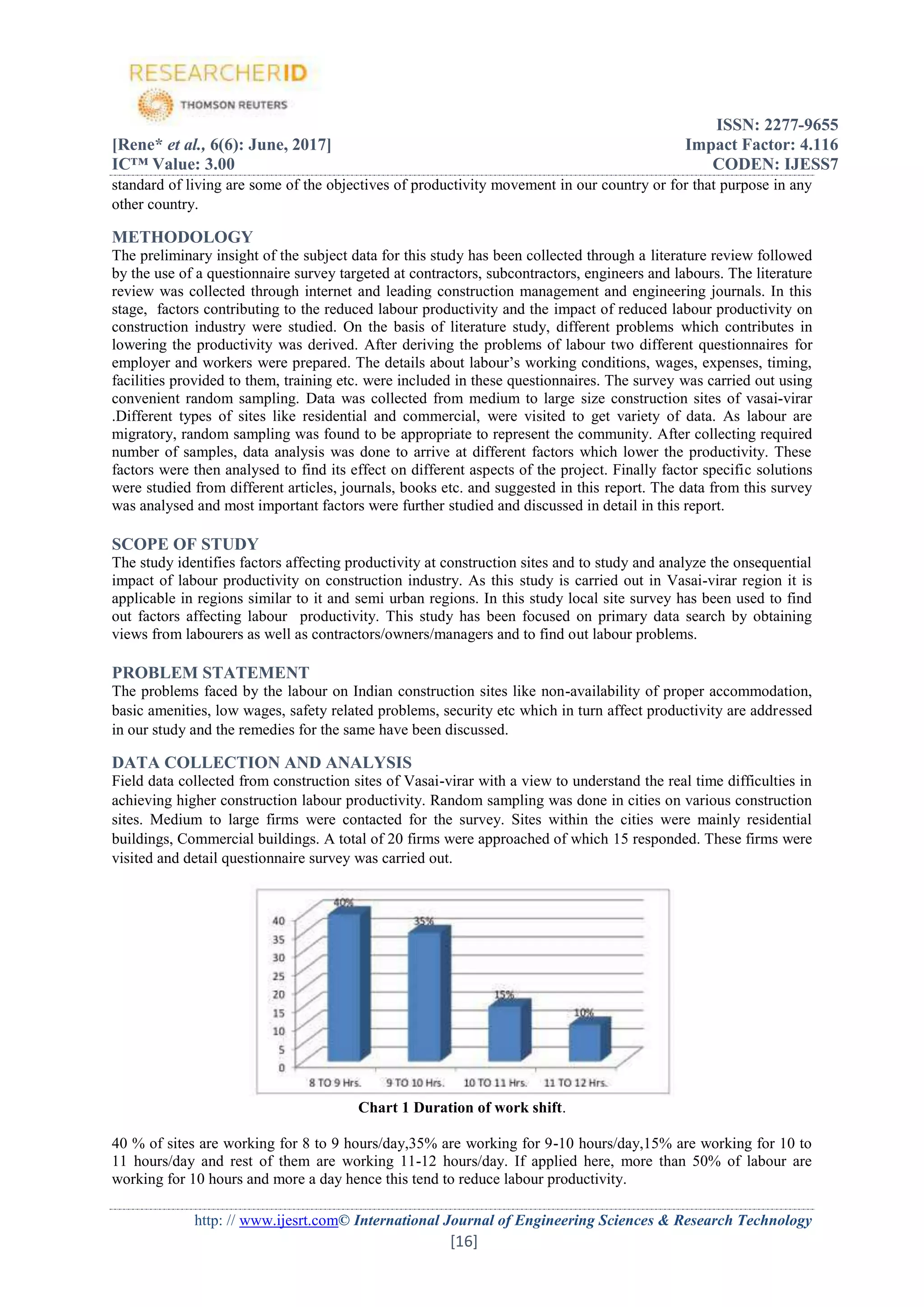 STUDY OF EFFECTS OF LABOUR PRODUCTIVITY ON CONSTRUCTION PROJECTS | PDF