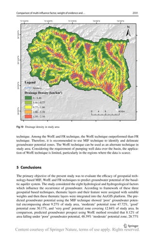 Comparison of multi‑infuence factor, weight of evidence  and frequency ratio techniques to evaluate groundwater  potential zones of basaltic aquifer systems