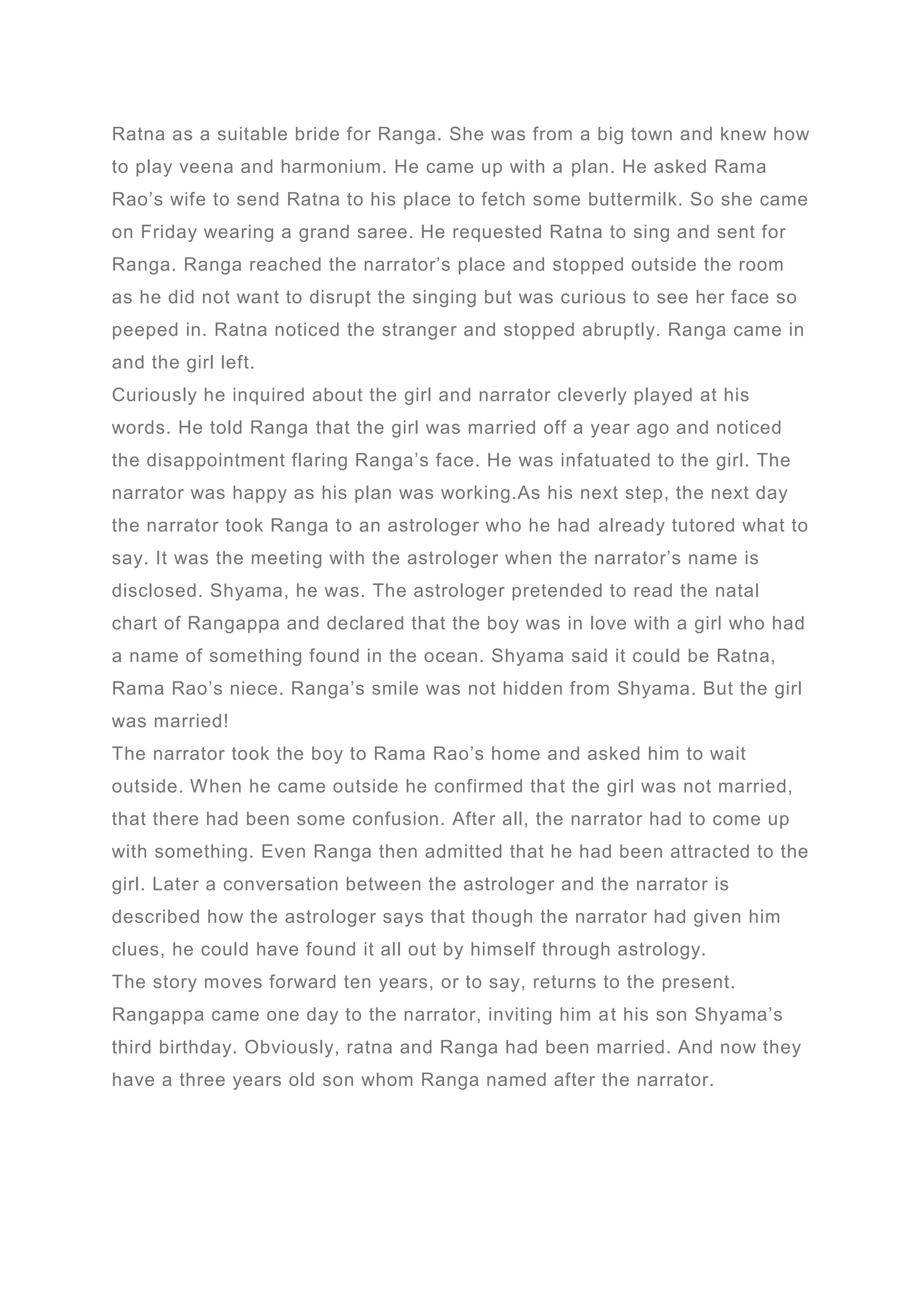 Ranga's marriage class 11 CBSE | PDF