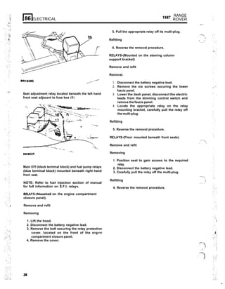 Range Rover R14 Relay Diagram Range rover-maunual-electrics | PDF