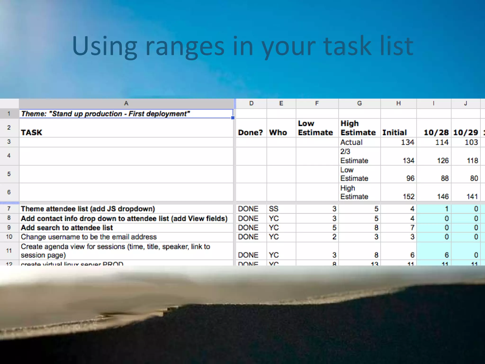 Using ranges in your task list 