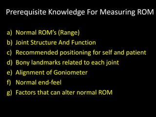 Rom Test Examples Range Of Motion Assessment | PPTX