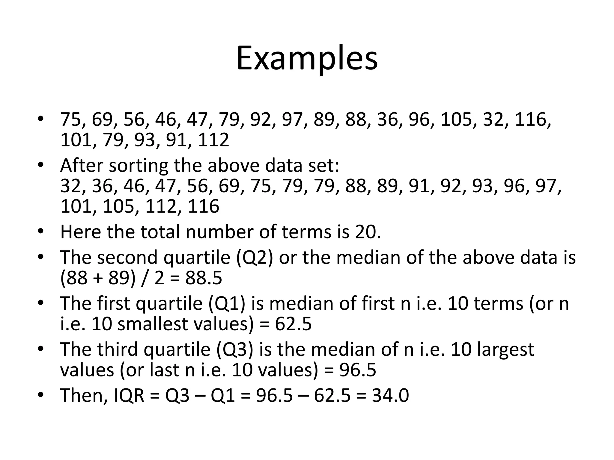 Interquartile Range Examples