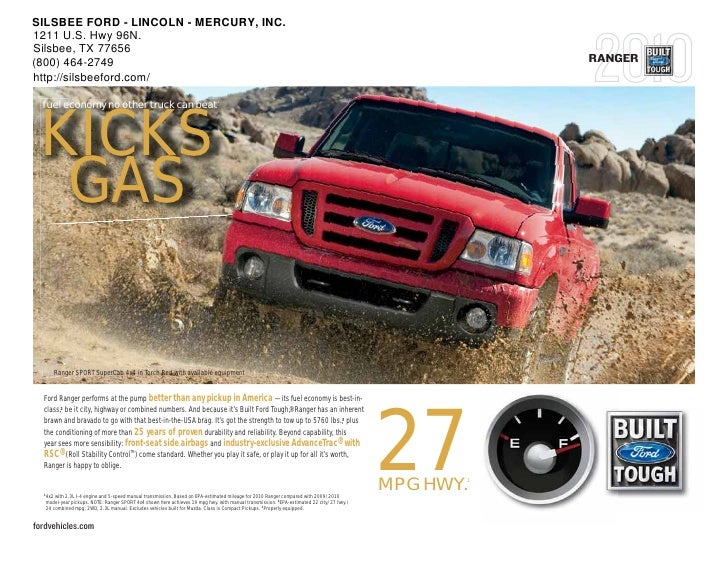 2010 Ford Ranger SILSBEE FORD LINCOLN MERCURY, INC near Houston, Texas