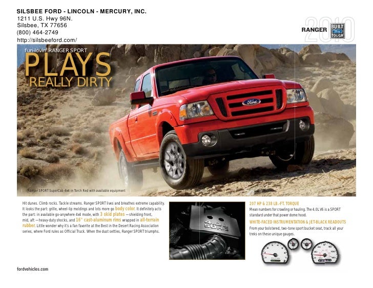 2010 Ford Ranger SILSBEE FORD LINCOLN MERCURY, INC near Houston, Texas