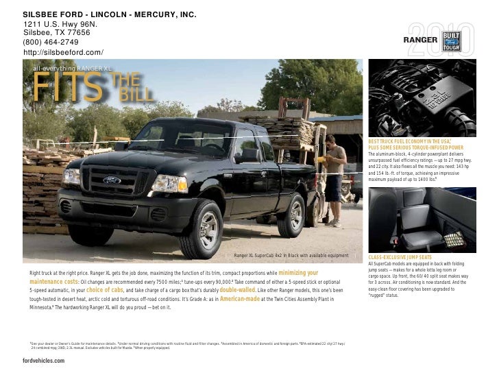 2010 Ford Ranger SILSBEE FORD LINCOLN MERCURY, INC near Houston, Texas