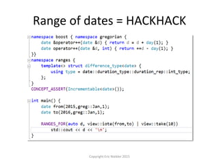 Range of dates = HACKHACK
Copyright Eric Niebler 2015
 