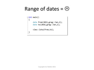 Range of dates = 
Copyright Eric Niebler 2015
 