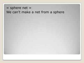 = sphere net =
We can’t make a net from a sphere
 