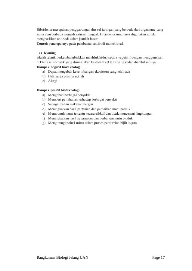 RANGKUMAN BIOLOGI SMA JELANG UAN