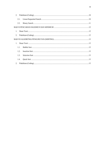 III
2. Praktikum (Coding)....................................................................................................