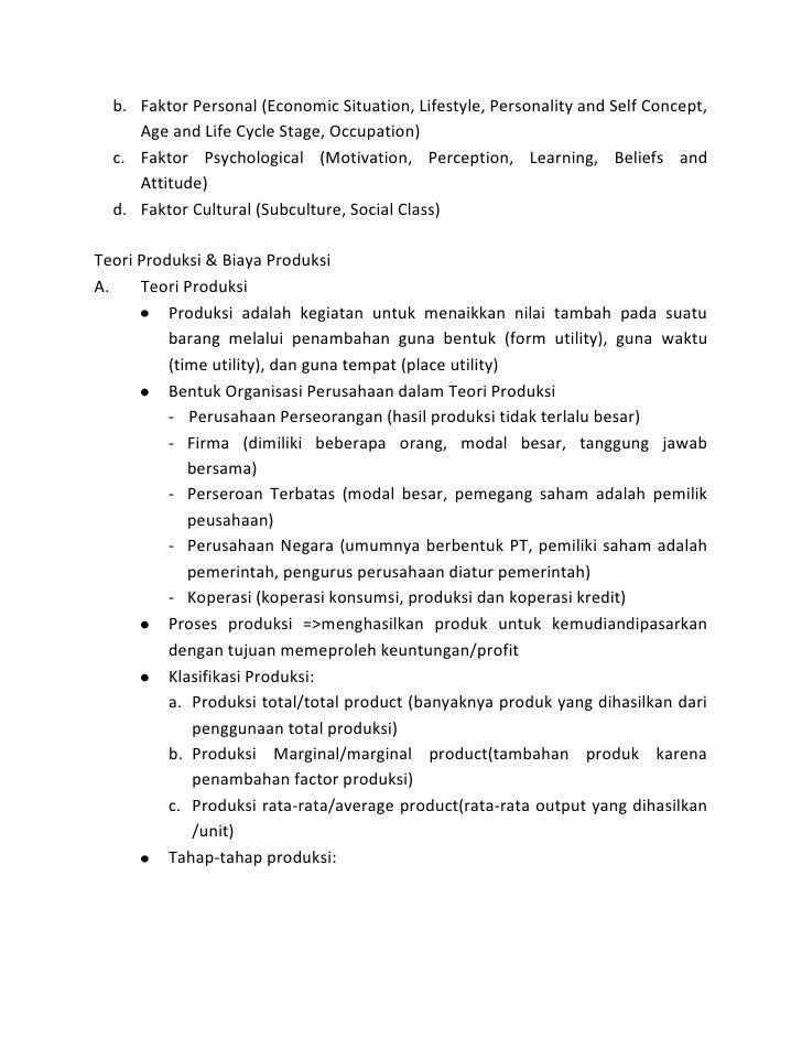 Rangkuman Kesimpulan Ekonomi Mikro