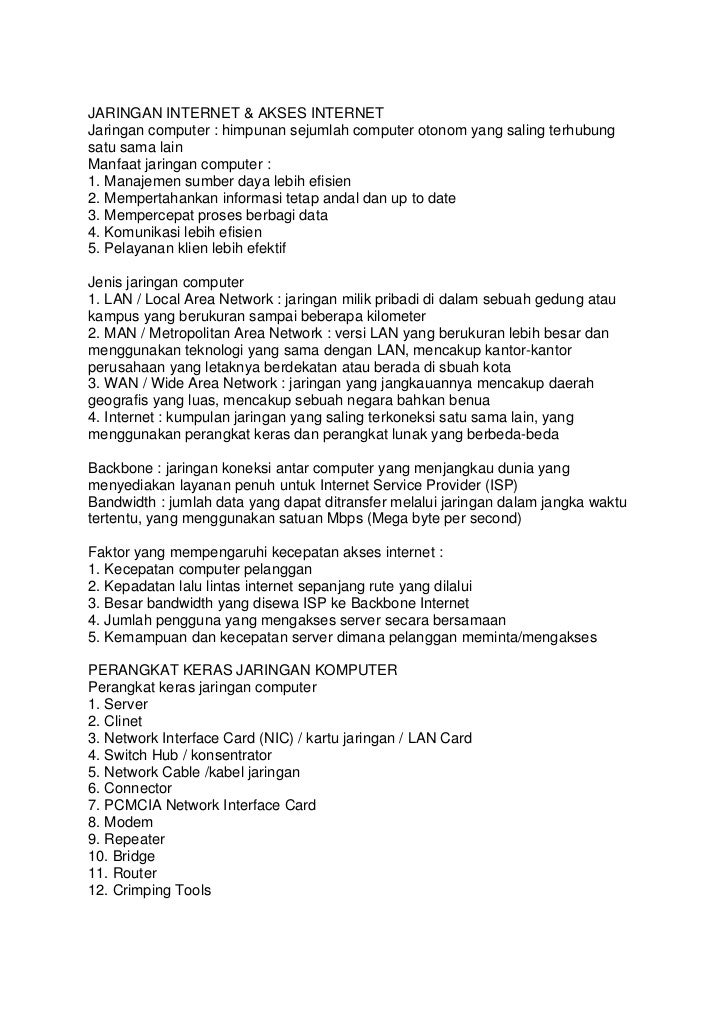 Rangkuman Materi Tik Kelas 9