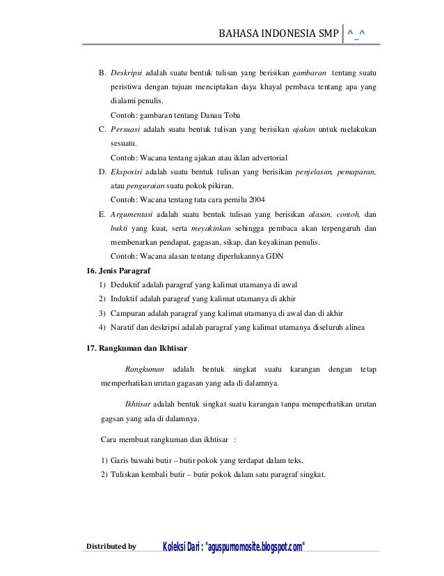 Rangkuman Materi UN Bahasa Indonesia SMP