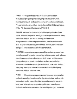 Rangkuman pedoman pkm 2016 | PDF