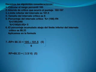 7.-RP= 88.33 + 105 – 101.5 (5)
6
RP=88.33 + ( 3.5/ 6) (5)