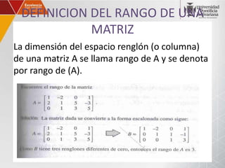 Rango y nulidad de una matriz | PPTX