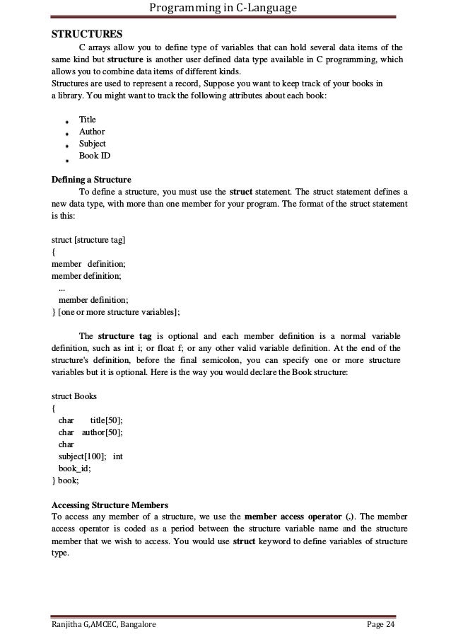 C Programming Course Material C Programming Course Material