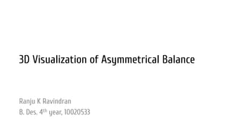 3D Visualization of Asymmetrical Balance

Ranju K Ravindran
B. Des. 4th year, 10020533

 